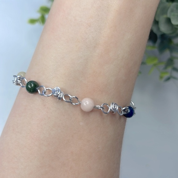 Adjutable Bracelet,Jasper,Tiger eye Genuine Gemstone, Non Tarnish aluminum Wire. - Picture 6 of 6